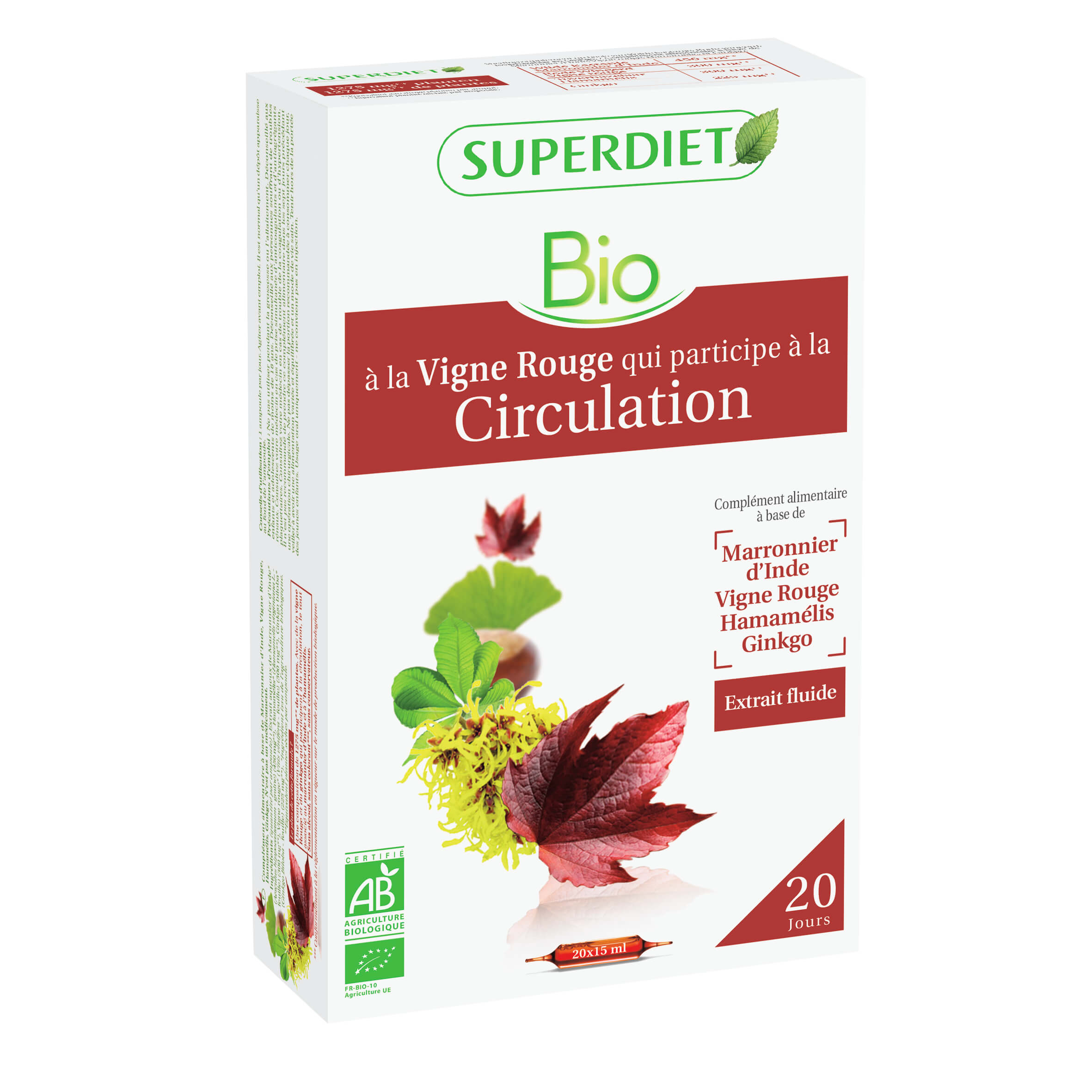 Super Diet Complexe vigne rouge circulation bio 20x15ml PL 483/144